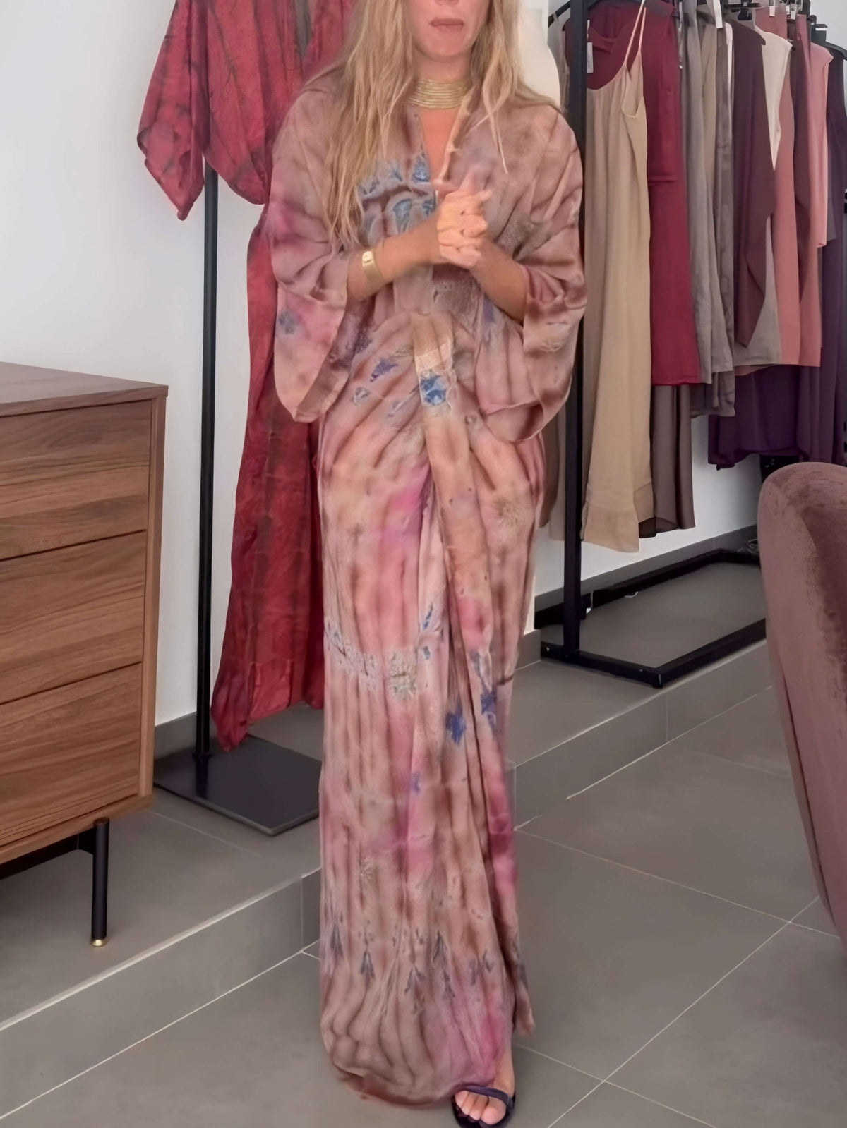 Vestido Estampado Estilo Kimono