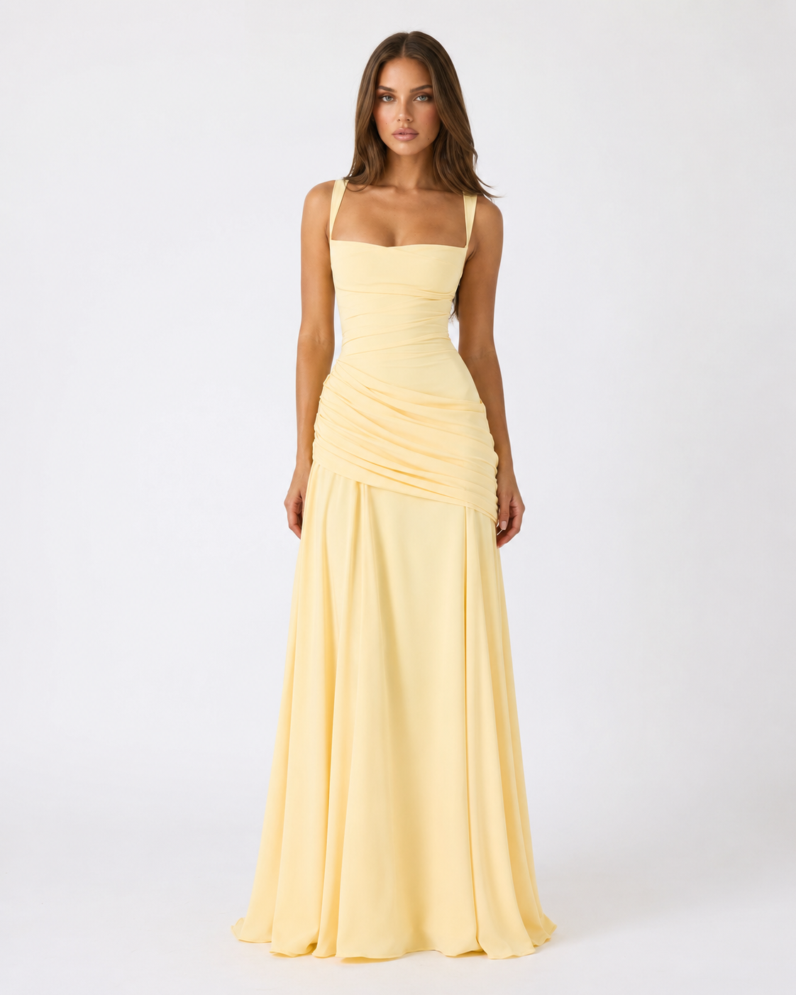 Mary | Maxi Dress with Gathered Square Neckline