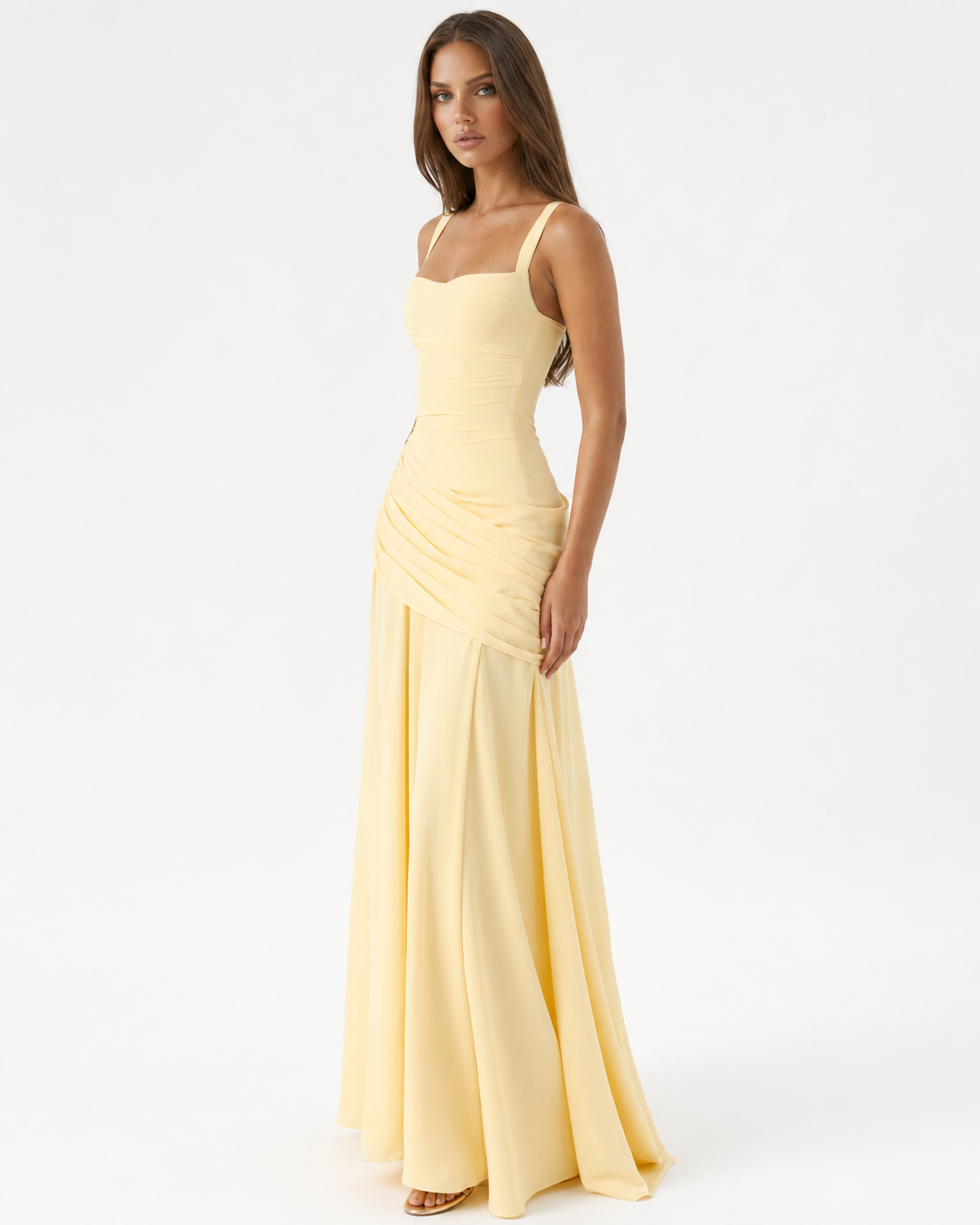 Mary | Maxi Dress with Gathered Square Neckline