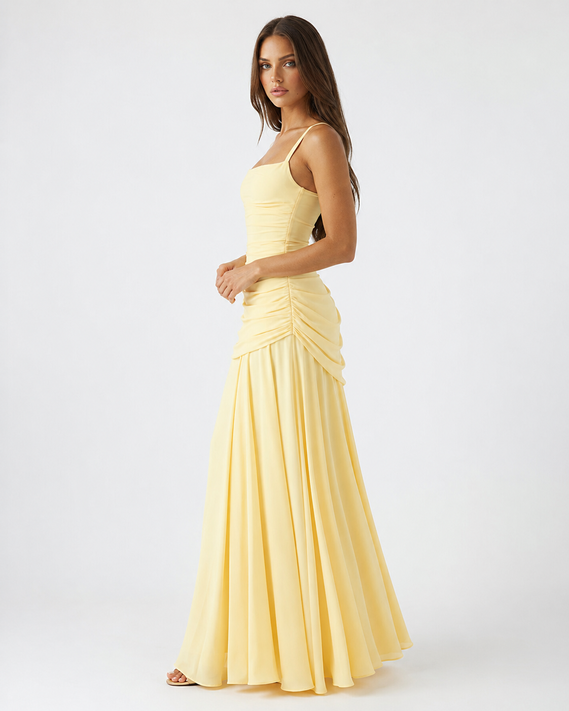 Mary | Maxi Dress with Gathered Square Neckline