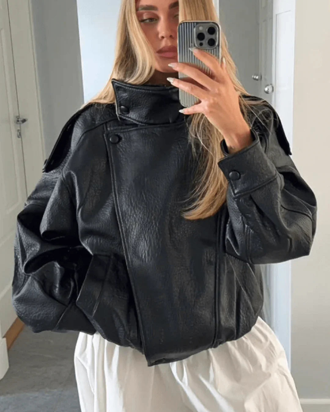 Cecil Asymmetrical Leather Jacket