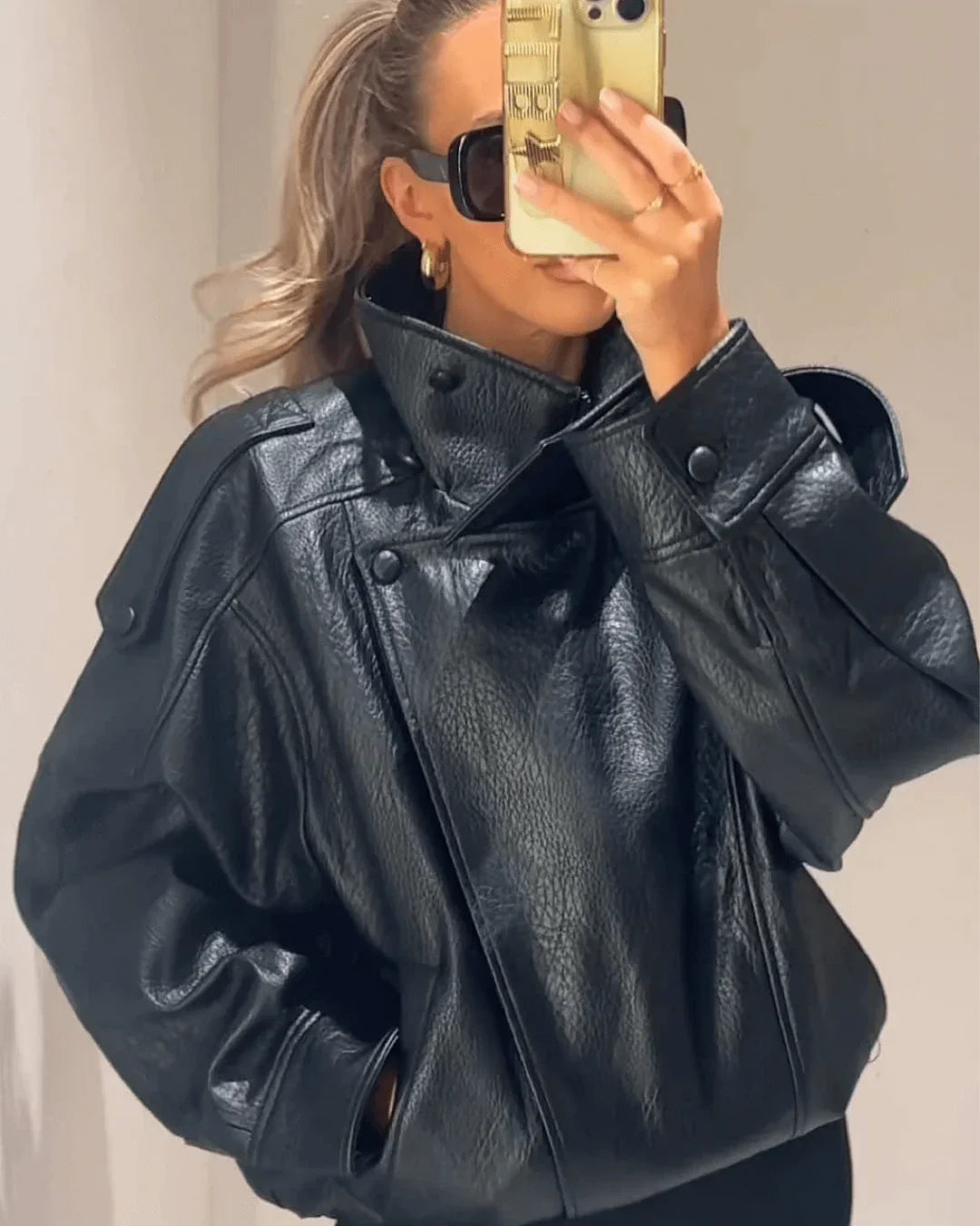 Cecil Asymmetrical Leather Jacket