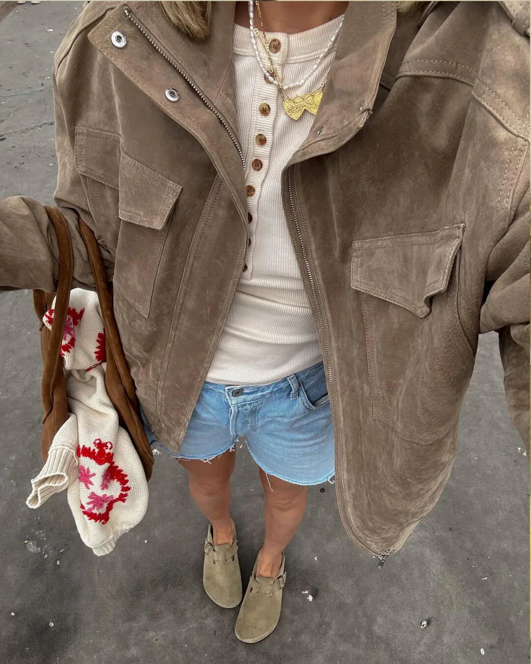 Greta Suede Moto Jacket