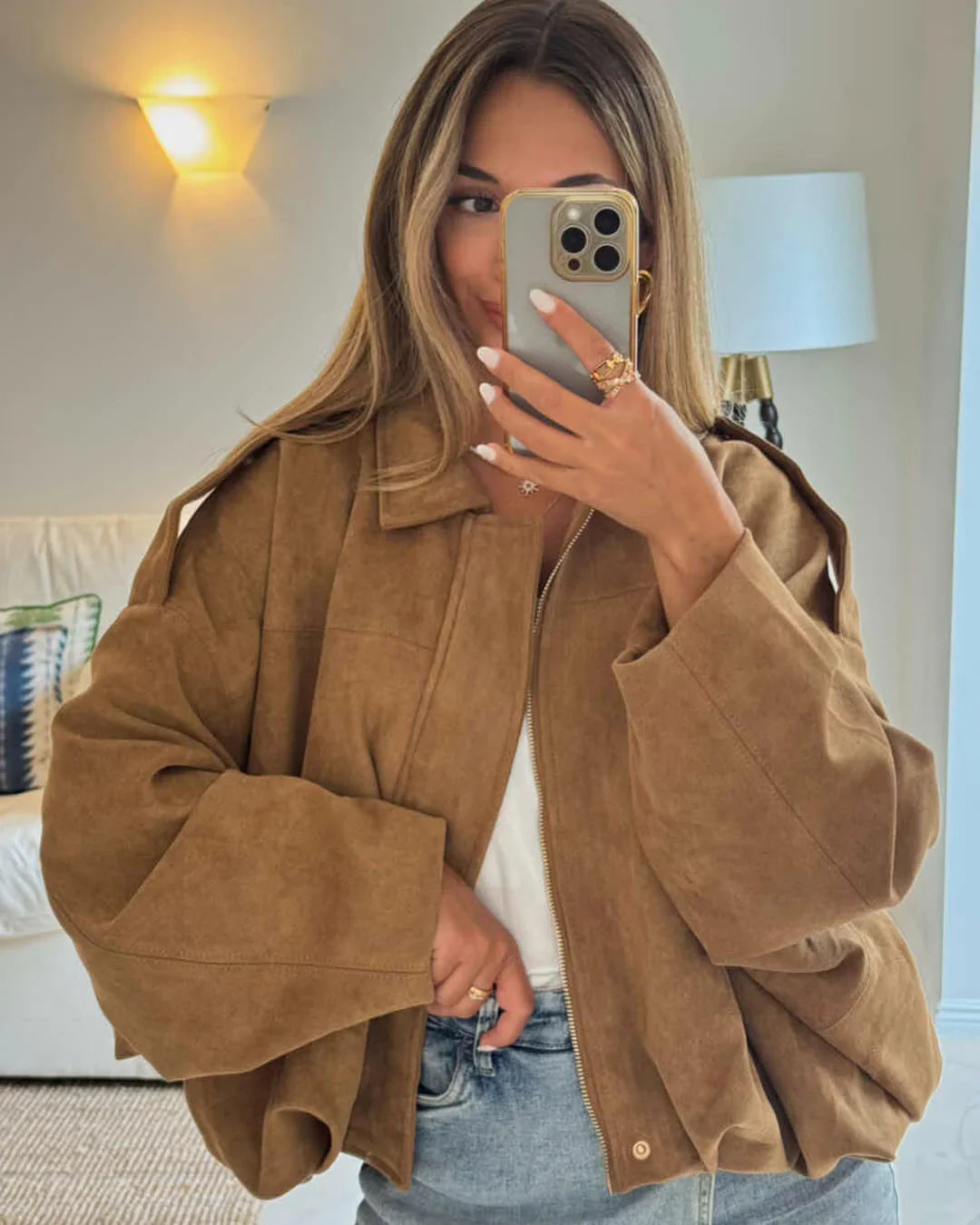 Bella Suede Bomber Jacket