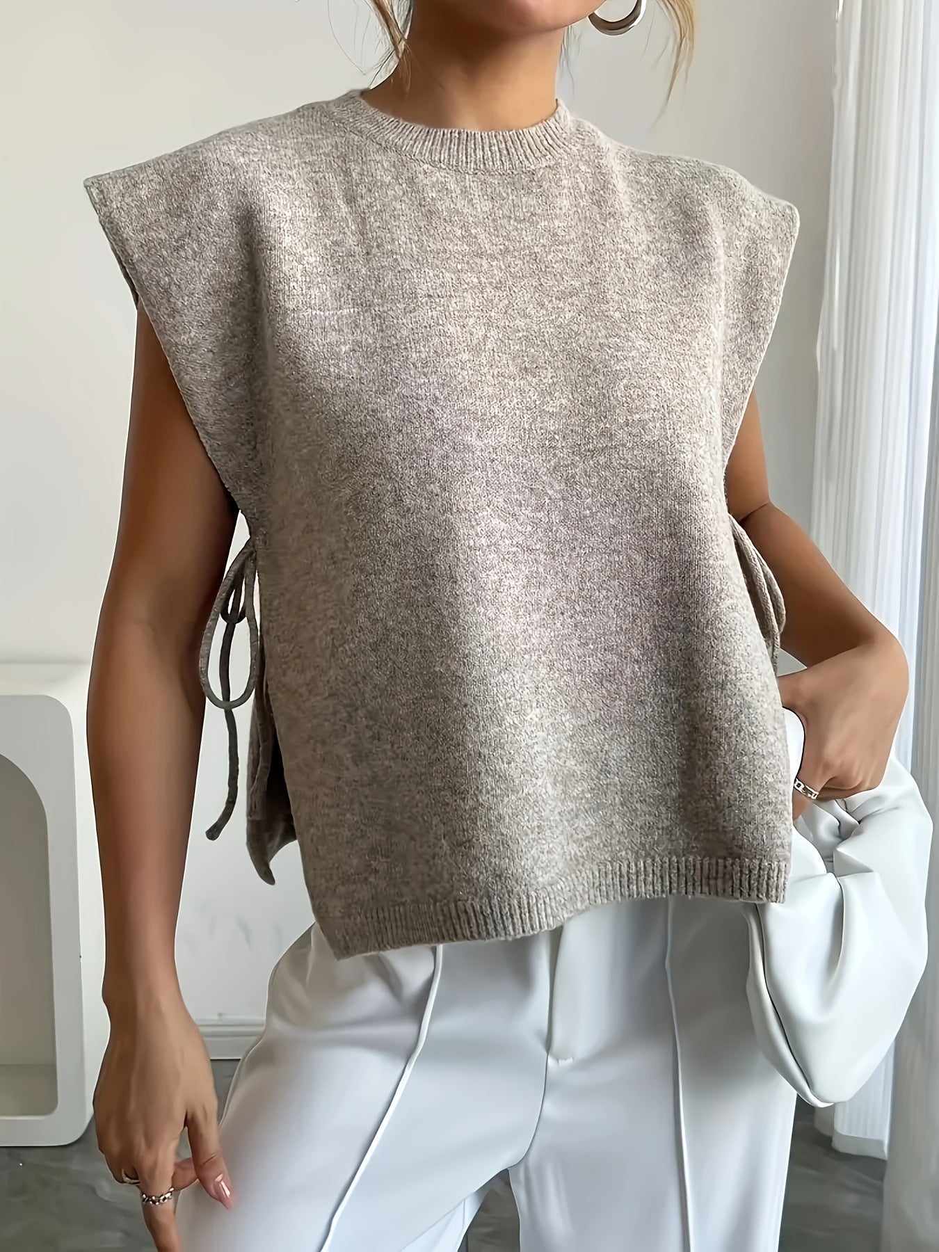 Lauren Knitted Pullover Top with Bows