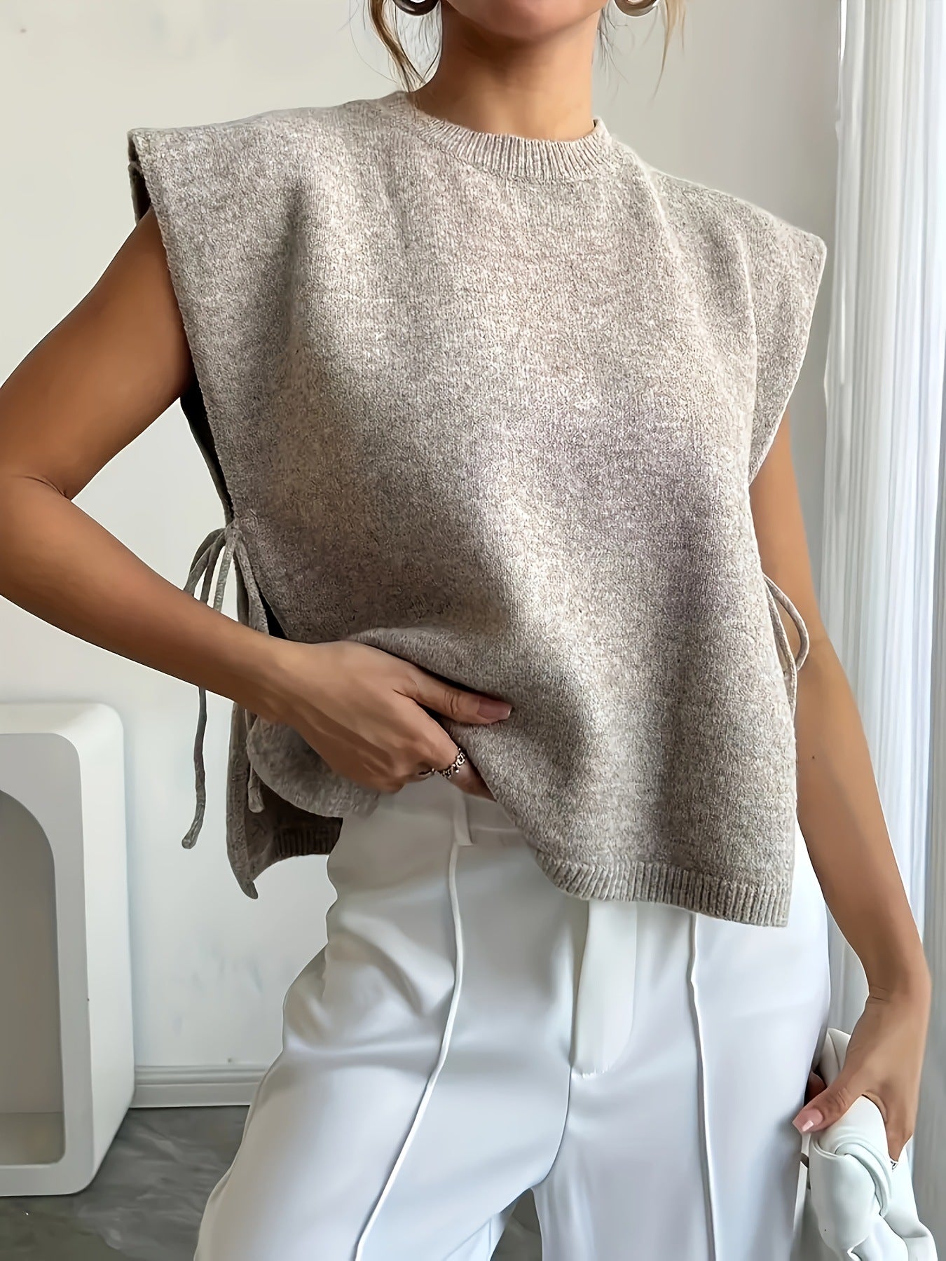 Lauren Knitted Pullover Top with Bows