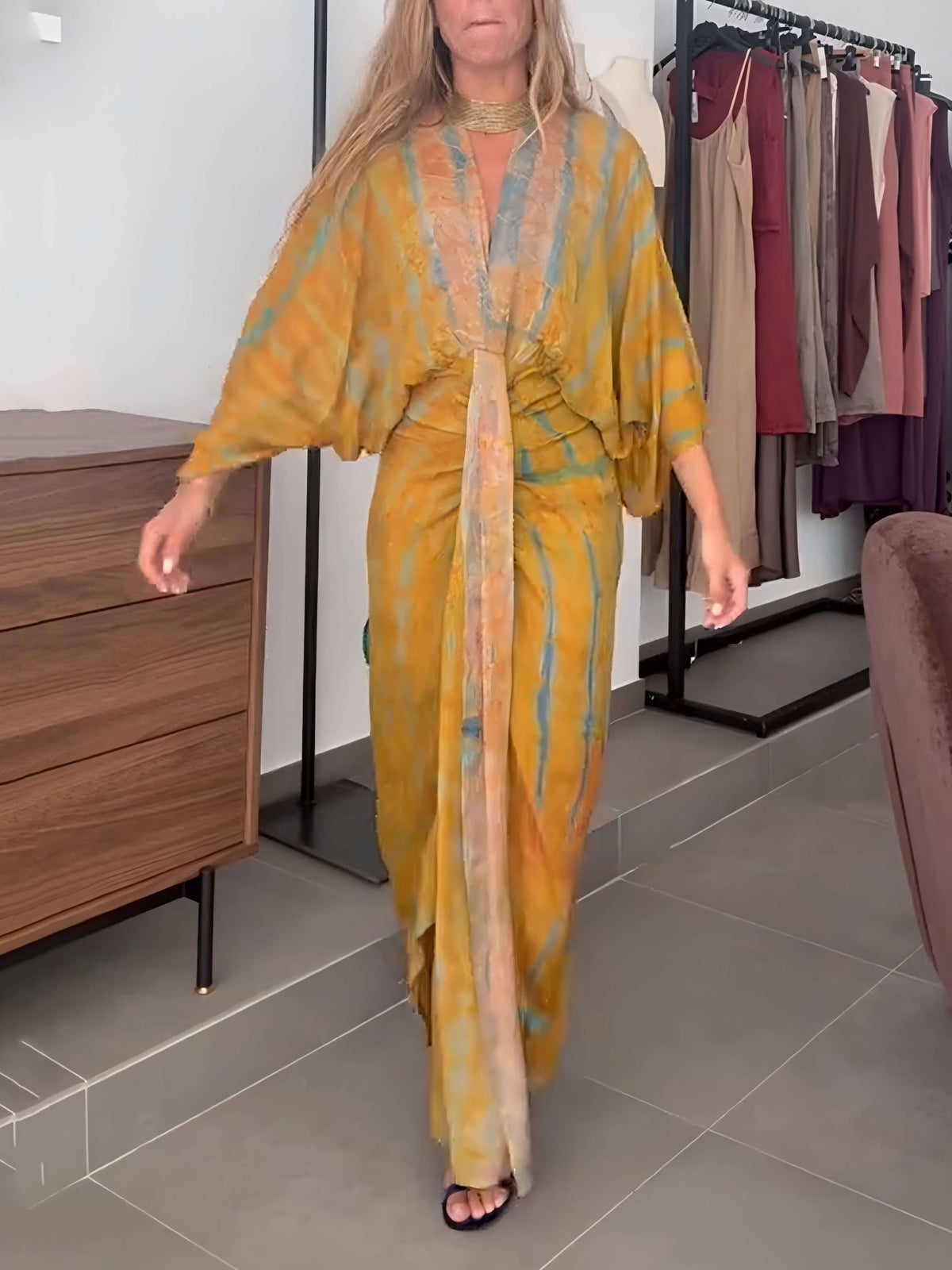 Vestido Estampado Estilo Kimono