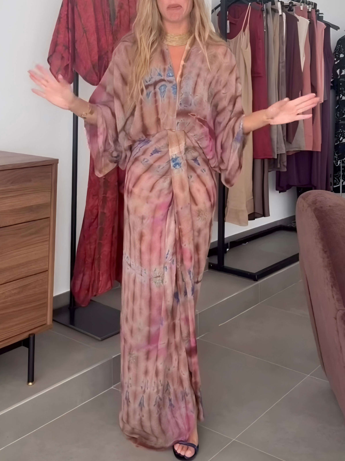 Vestido Estampado Estilo Kimono