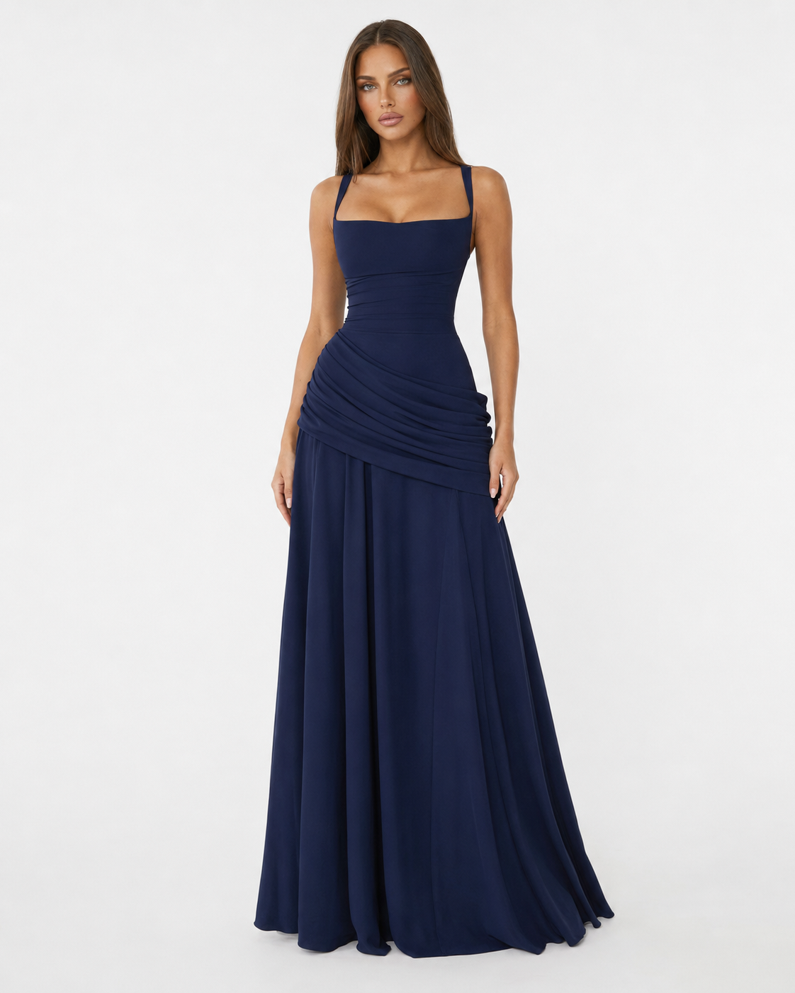 Mary | Maxi Dress with Gathered Square Neckline
