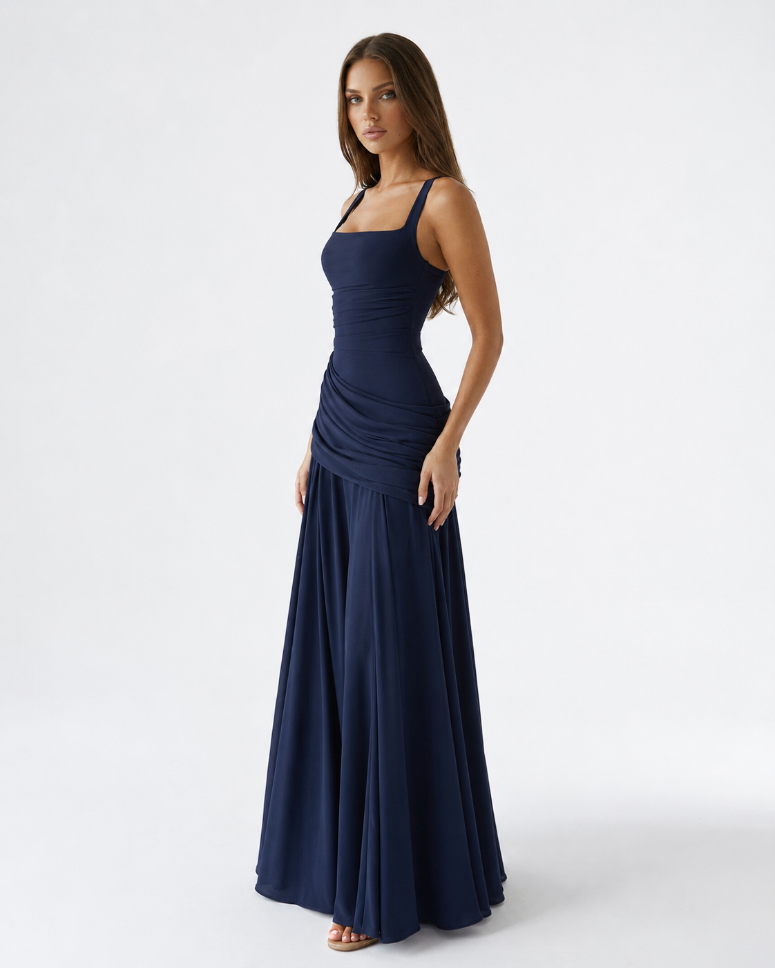 Mary | Maxi Dress with Gathered Square Neckline