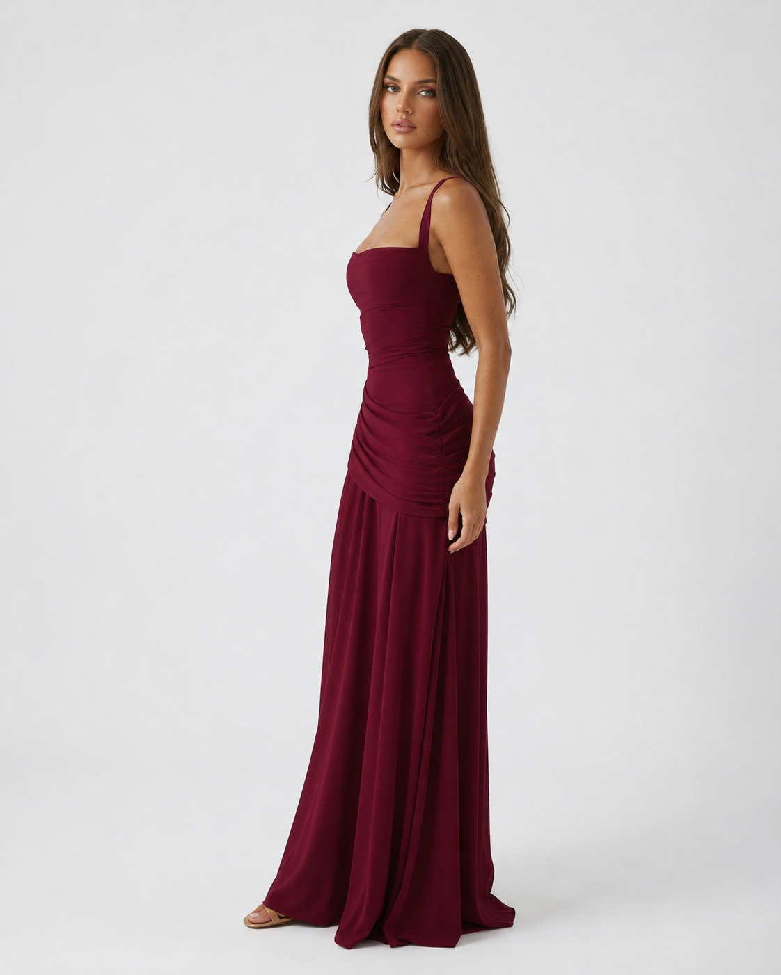 Mary | Maxi Dress with Gathered Square Neckline