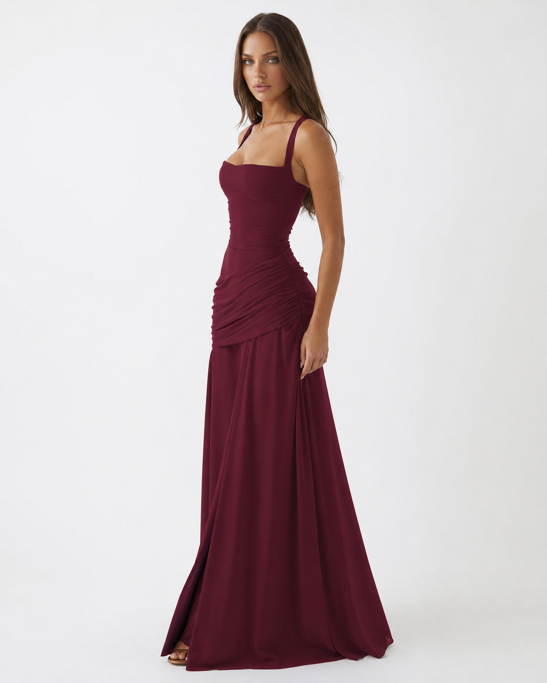 Mary | Maxi Dress with Gathered Square Neckline