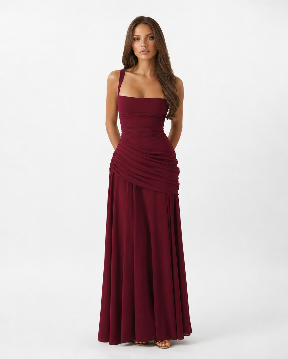 Mary | Maxi Dress with Gathered Square Neckline
