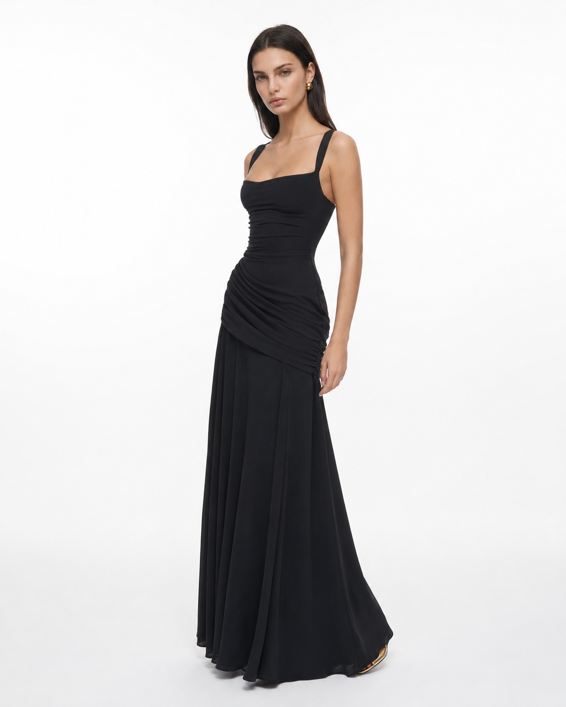 Mary | Maxi Dress with Gathered Square Neckline