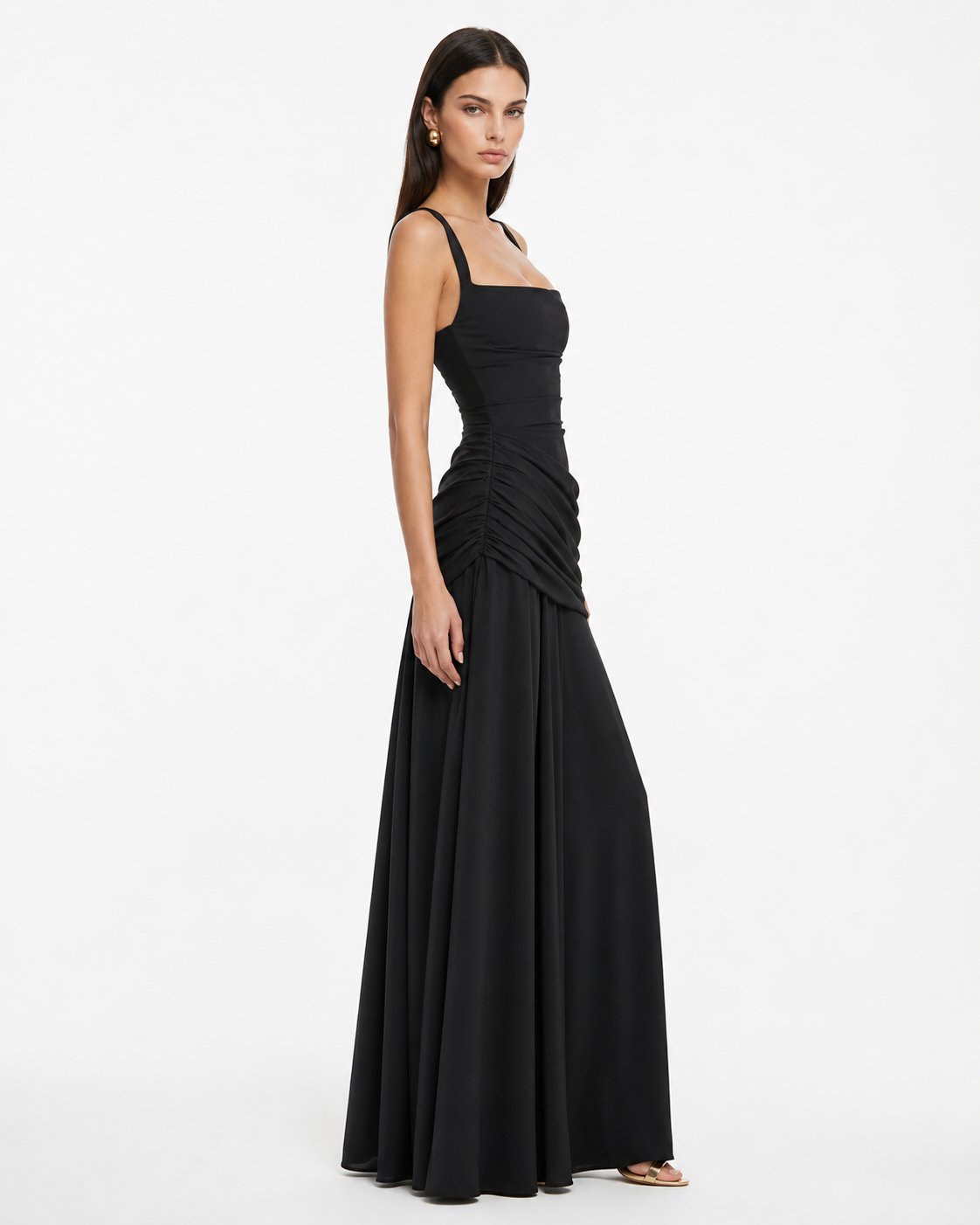 Mary | Maxi Dress with Gathered Square Neckline