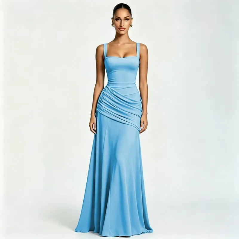 Mary | Maxi Dress with Gathered Square Neckline