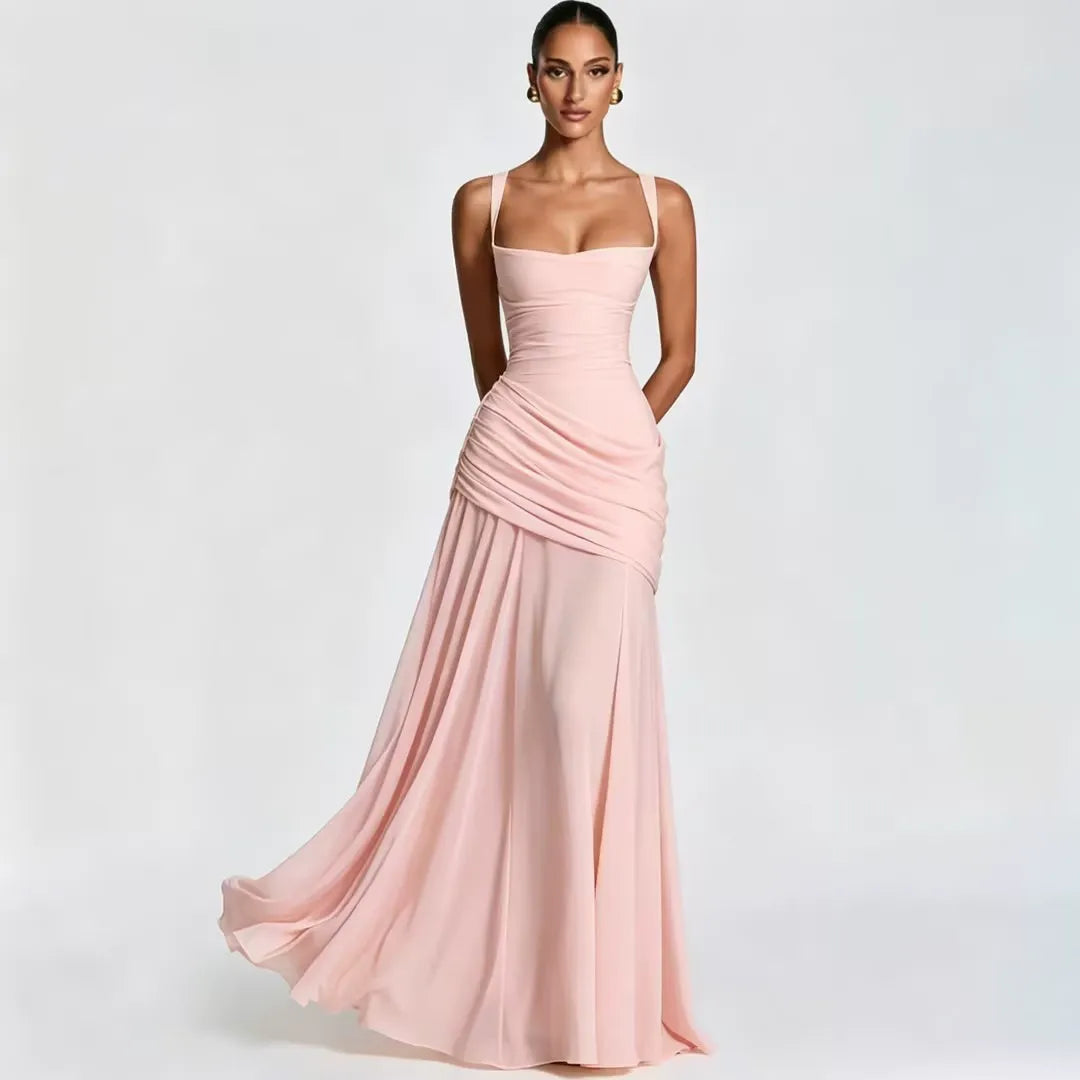 Mary | Maxi Dress with Gathered Square Neckline
