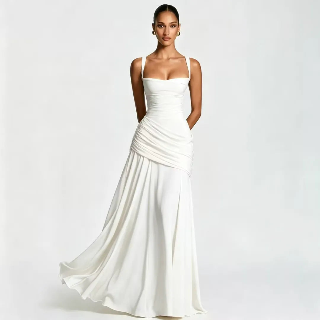 Mary | Maxi Dress with Gathered Square Neckline