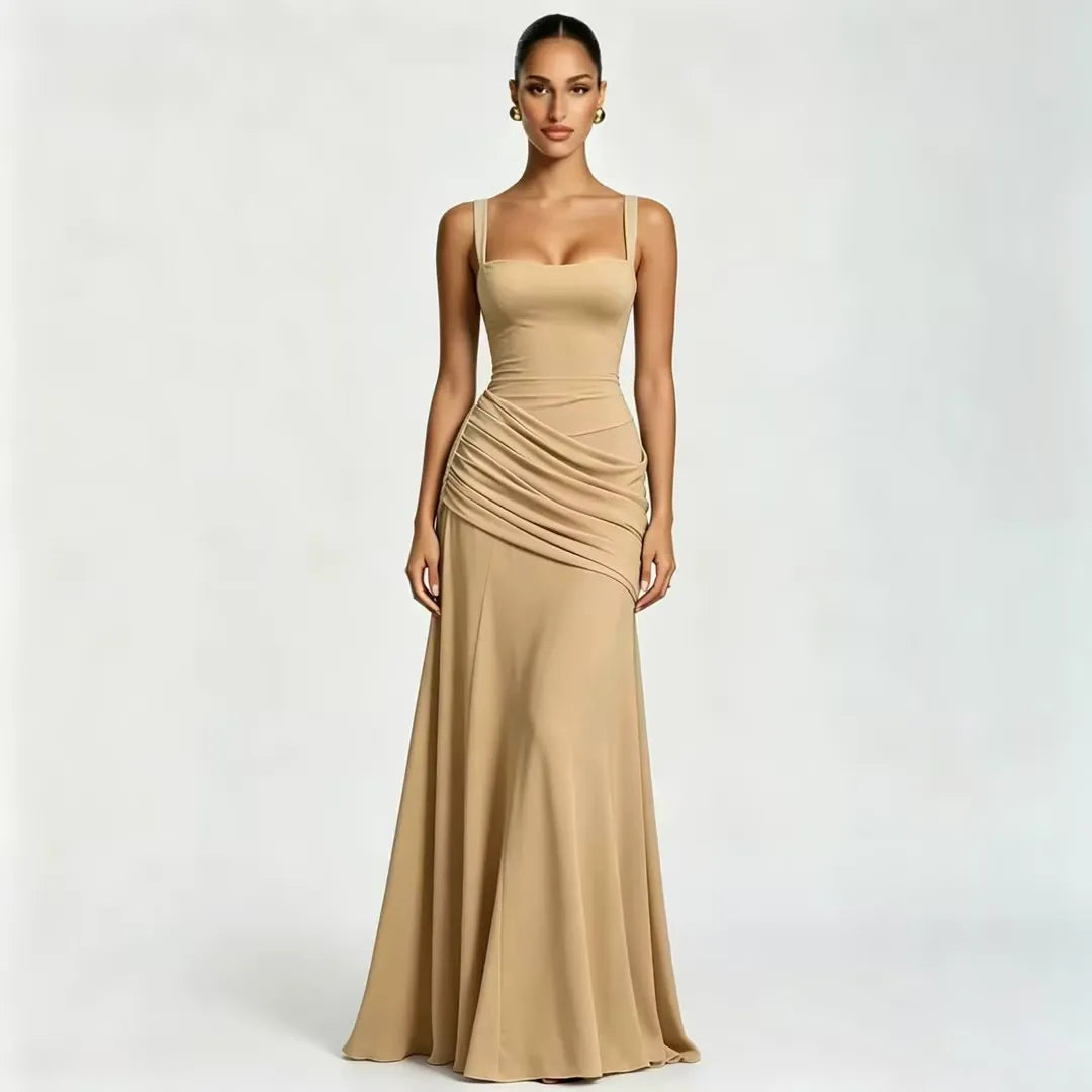 Mary | Maxi Dress with Gathered Square Neckline