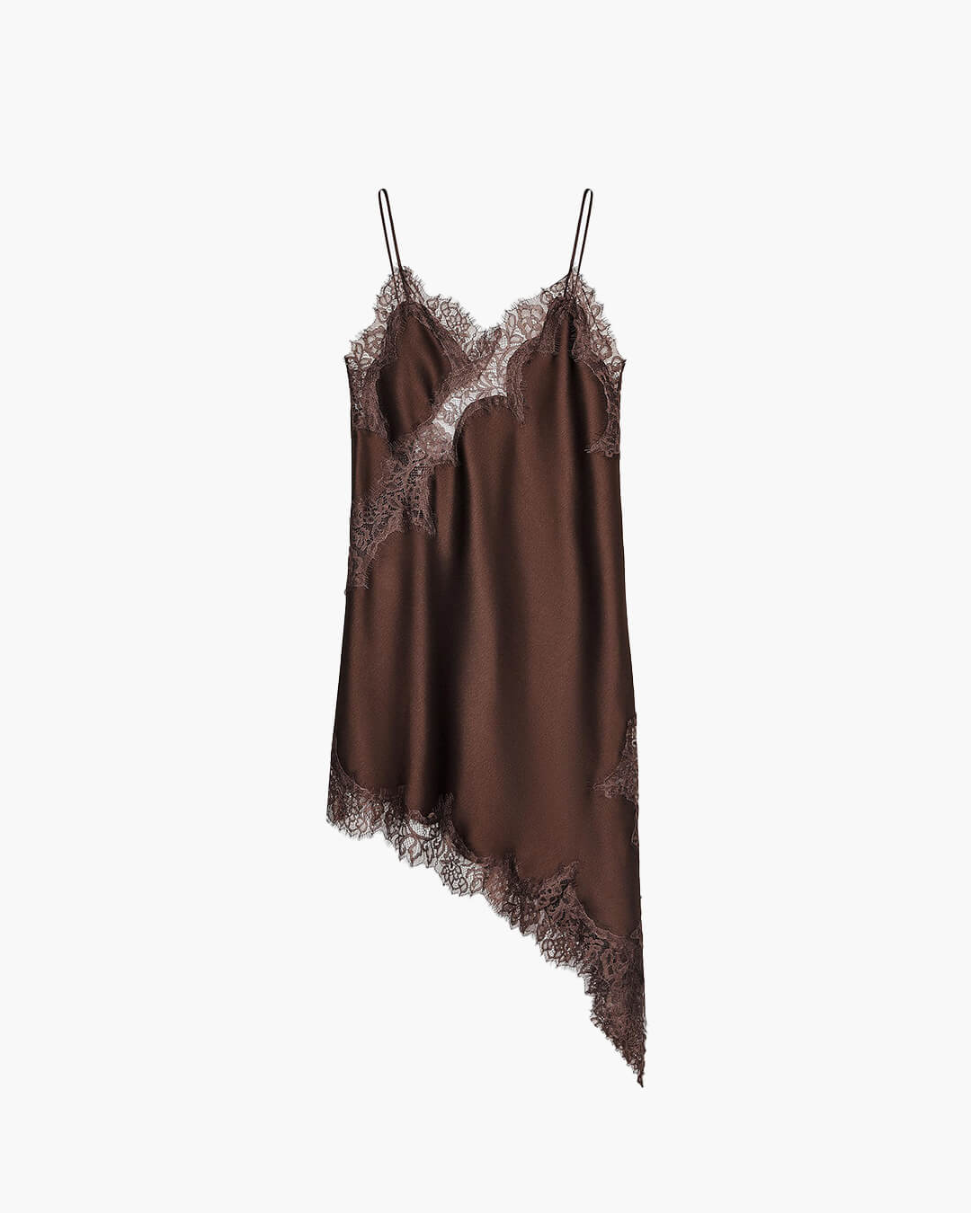 Pia Asymmetric Satin Lace Cocktail Dress